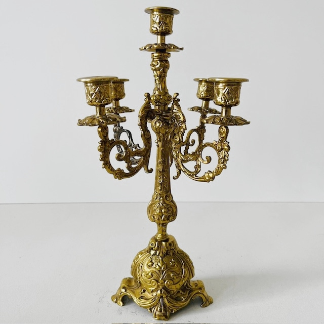 Gotische Messing Candelabra Met Vijf Armen Barok image 9