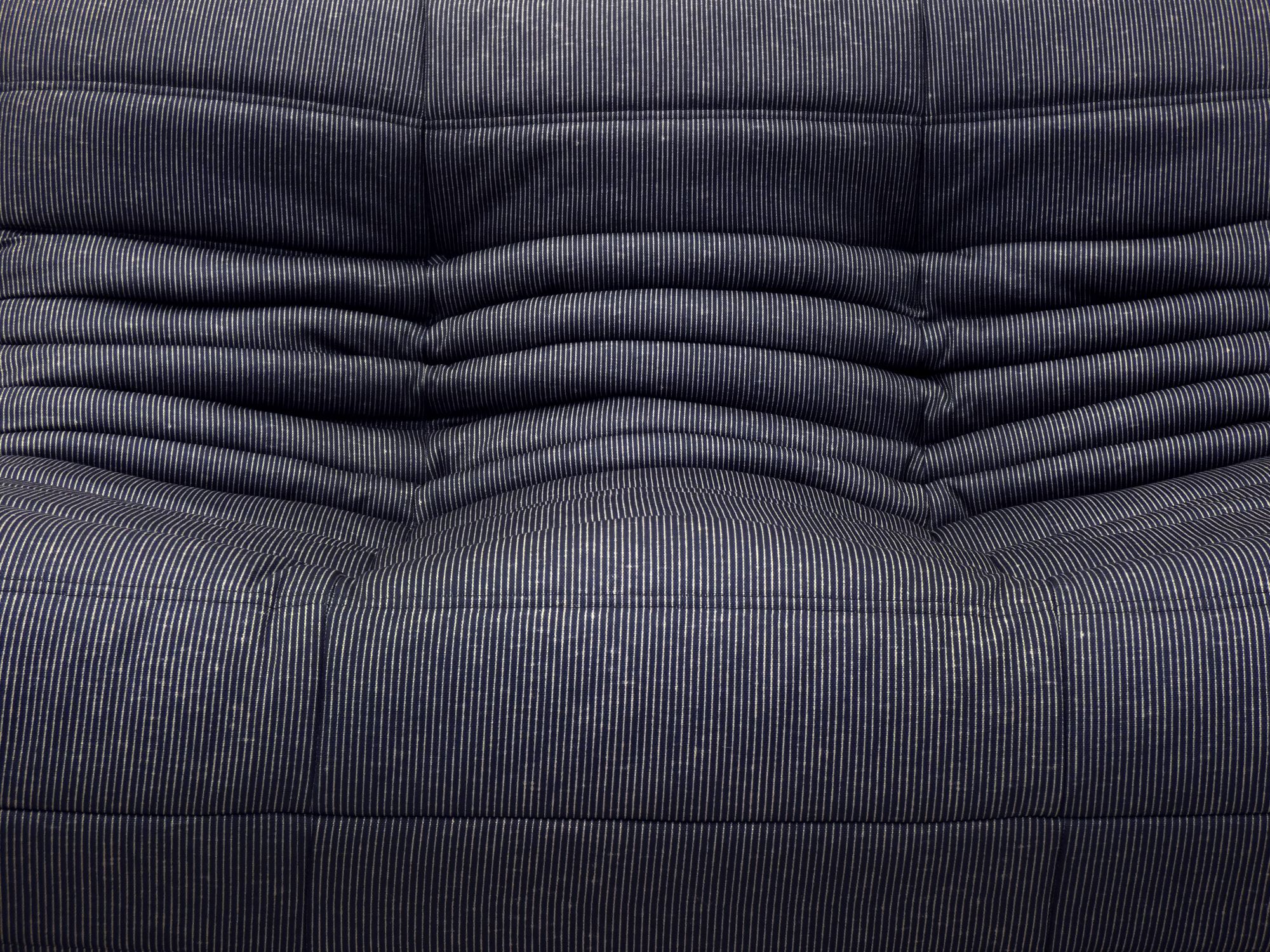 Ligne Roset Togo Set - 1 - 2 Seater & Ottoman - Pinstripe Fabric image 13