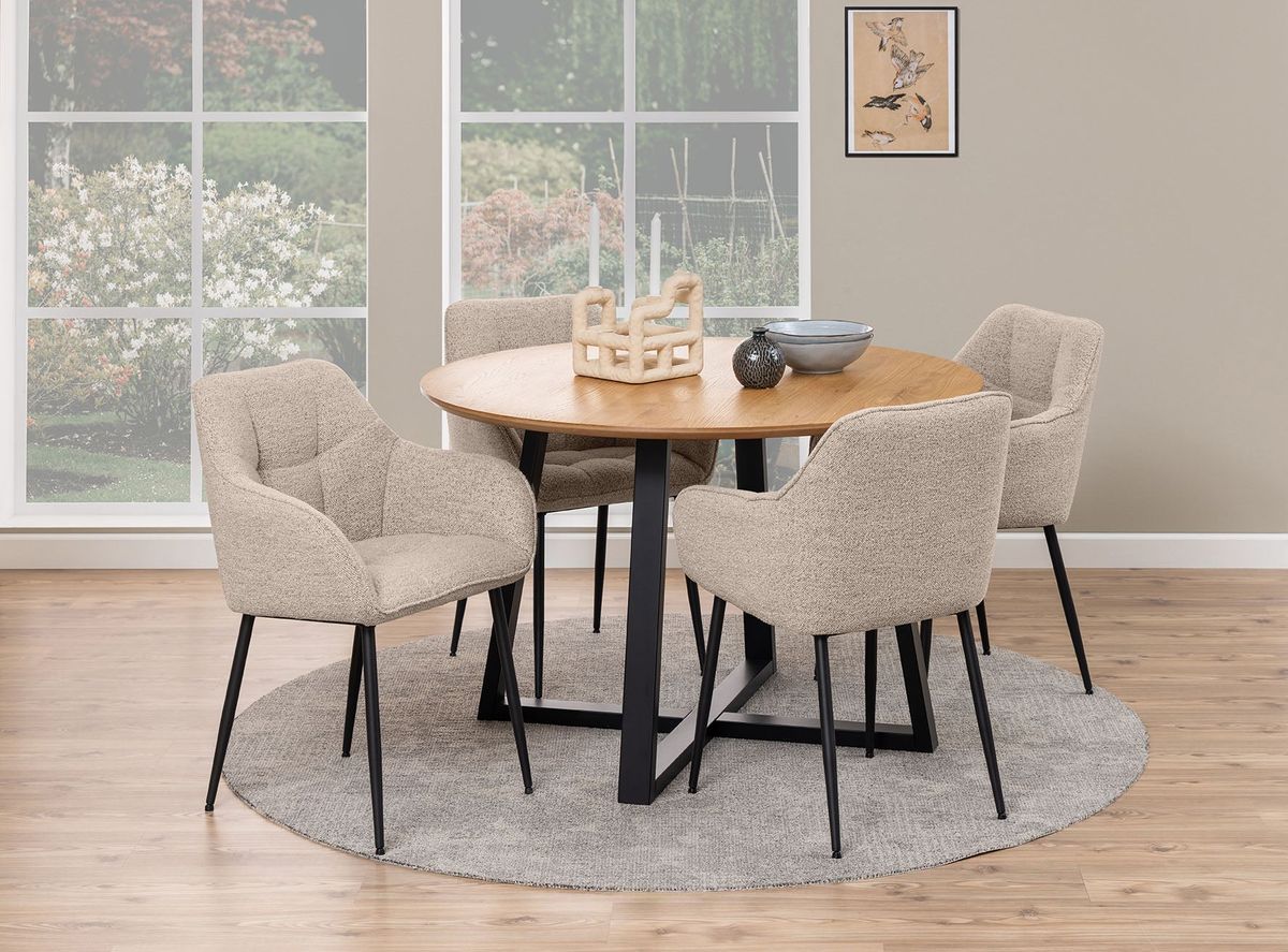 Nivala Eetkamerstoel - Set Van 2 - Beige Met Mat Zwarte Poten image 2