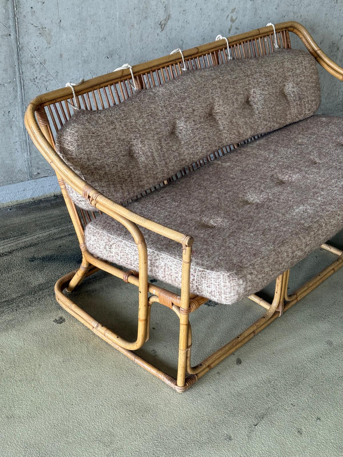 Mid Century Boho Bamboe 3-zits Bank / Sofa image 5
