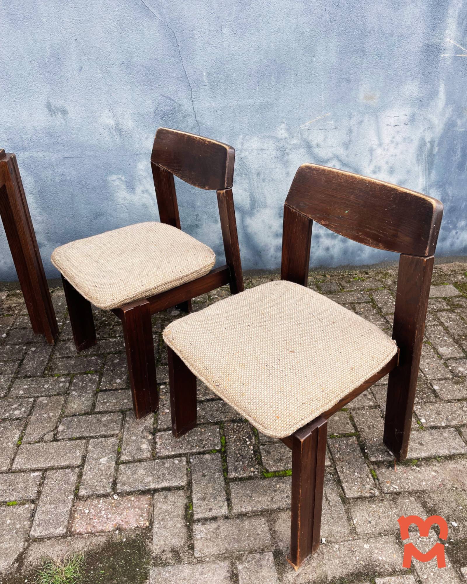 Brutalist Jaren 60 Eetkamerset (uitschuifbare Stafel + 4 Stoelen) image 10