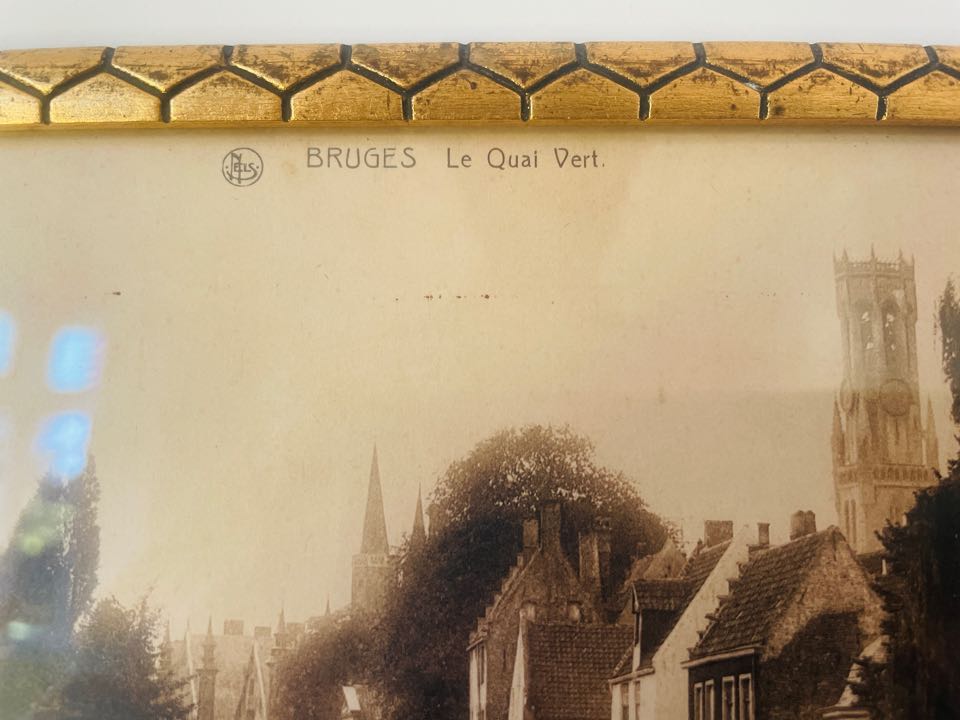 Antieke Fotolijst Met Foto Van Le Quai Vert In Brugge (1932). Crollen Soeurs. image 4