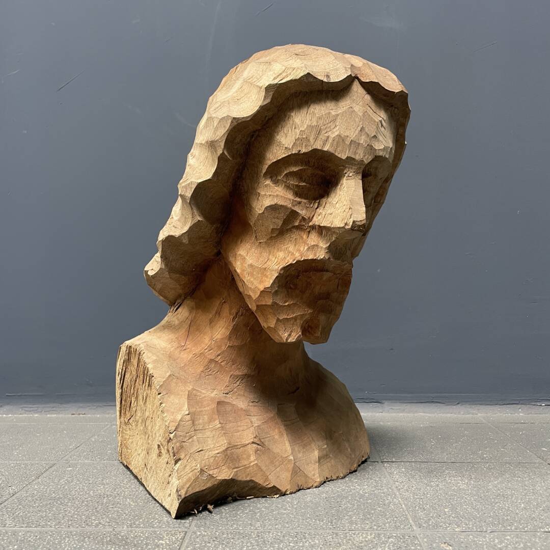 Uit Hout Gesneden Hoofd Of Buste Van Een Man Met Baard image 6