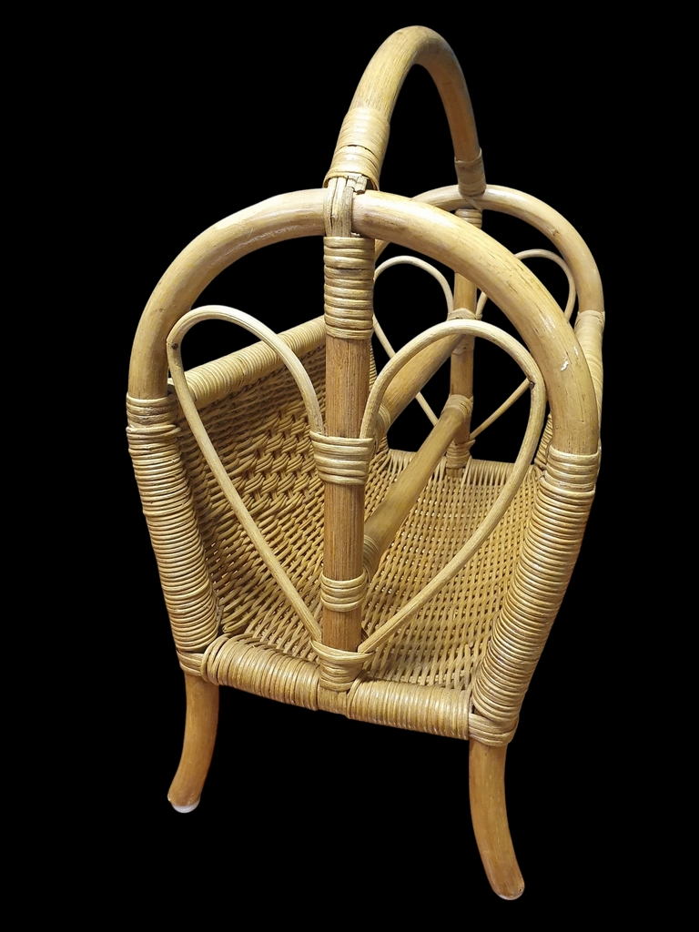 2008 Vintage Rieten Rotan Bamboe Bohemian Tijdschriftenrek image 4