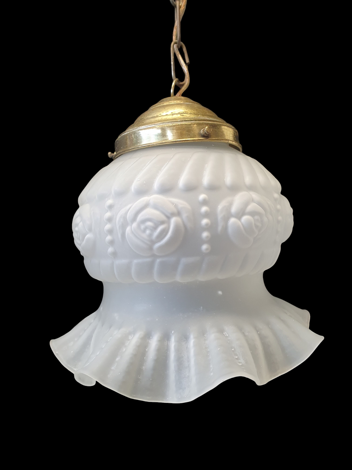 1954 Vintage Wit Mat Glazen Hanglamp Matwit Lampje image 3